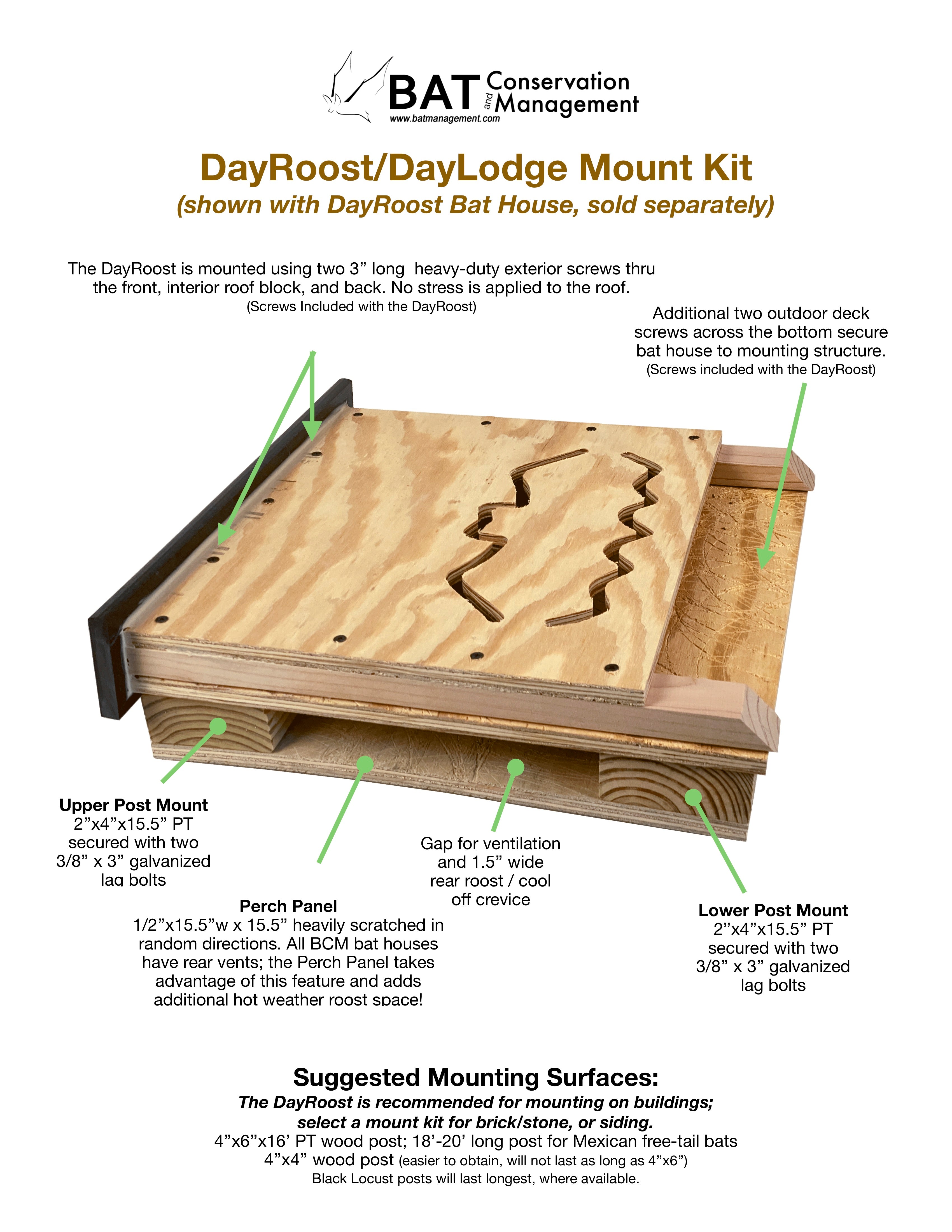 Bat Management Bat House Mount Kit - Resin Lumber – Bat Conservation and Management, Inc.
